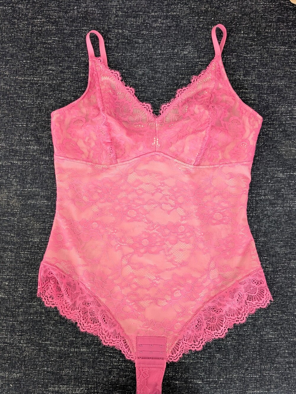 Popilush Lace Tummy Control Sculpting Bodysuit XXL-Hot Pink